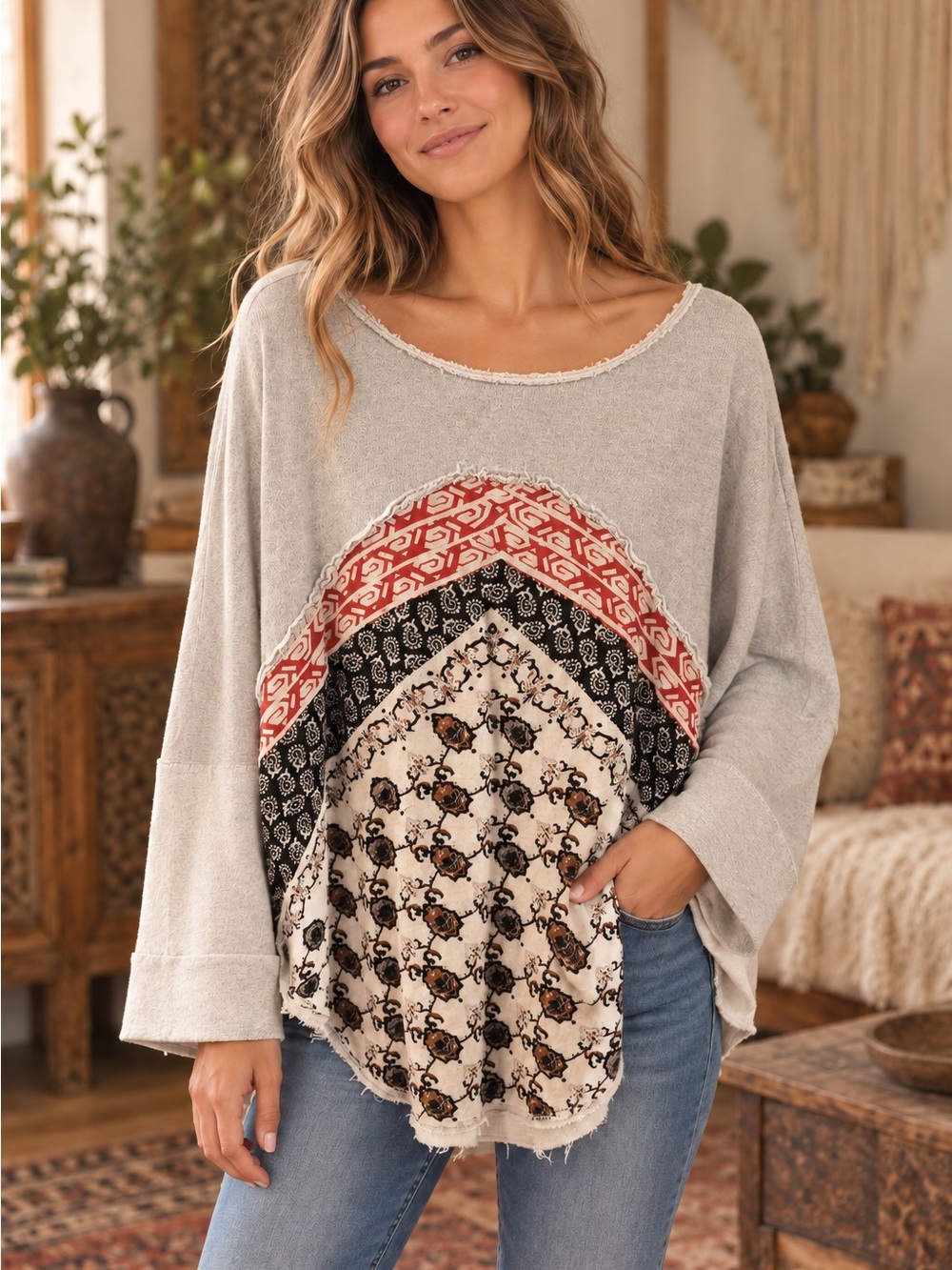 Free People Patchwork Pullover (900978) 🌼 ☀️